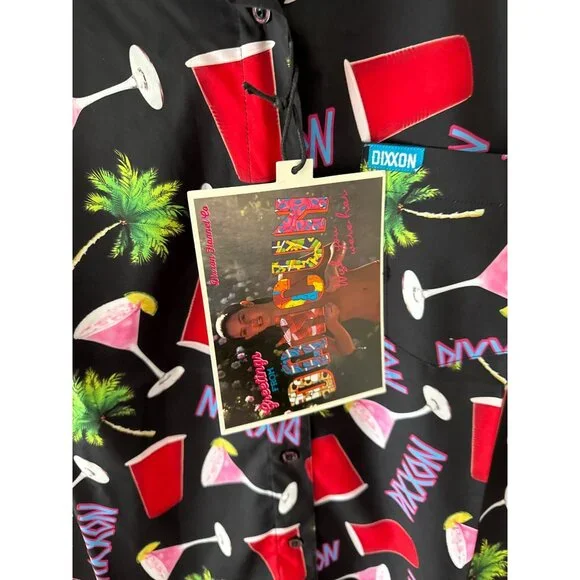 Dixxon Flannel Company Dancun Party Shirt Size Womens 2X Red Cup Palm Trees - Picture 4 of 7